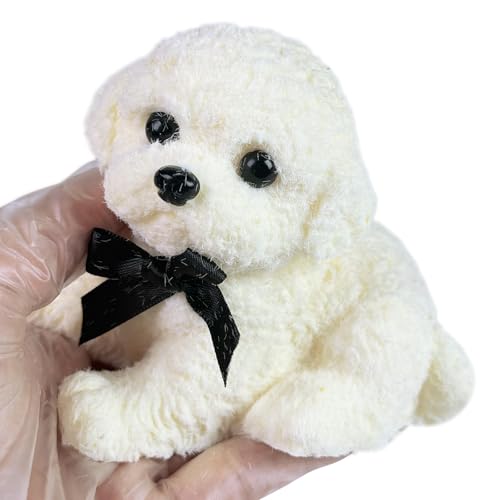Handmade Big Taba Squishy Dog Toy, Taba Squishy Teddy Dog Toy, Cute Squishy Poodle,Realistic Puppy Toy, Silicone Mochi Fidget Pup, Stress Relief Gift for Adults & Kids (White-XL)