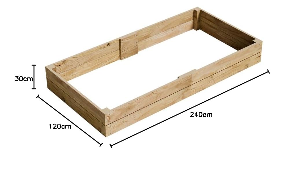Conka Garden - Wooden Raised Bed Kit - Large Garden Planters for Vegetables, Herbs, Flowers – Start Growing Plants Earlier & Better - Durable & Resistant FSC Treated Timber 120cm L x 240cm W x 30cm H — view 8