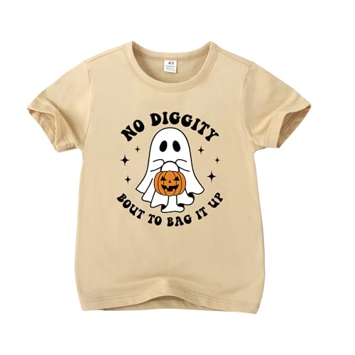 Toddler Boys Halloween T-Shirt Ghost Shirt Pumpkin No Diggity Bout to Bag It Up Retro Kids Halloween Tees