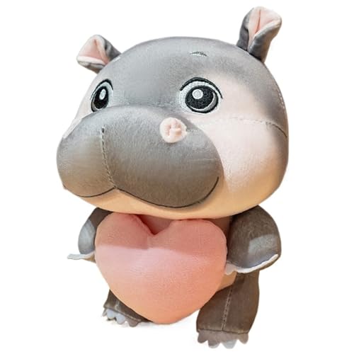 KUKUShining Peluche De Hipopótamo, Hipopótamo Muñeco De Peluche con Gafas De Sol Bufanda Falda Suave Cómodo Compañero De Juego para Niños(Pink)