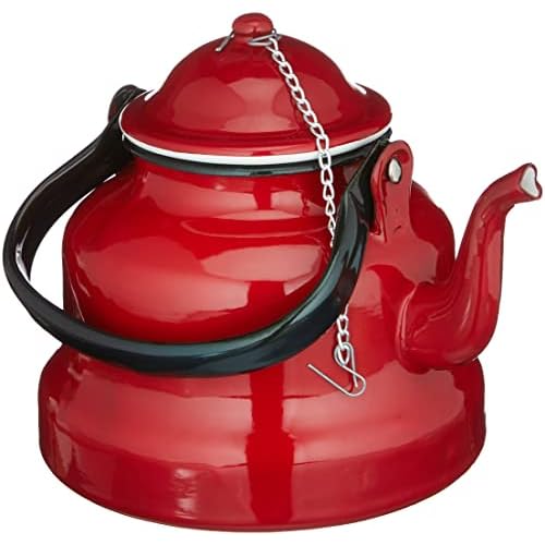 Ibili Wasserkocher Roja 1 l aus emailliertem Stahl in rot, 10 x 10 x 20 cm