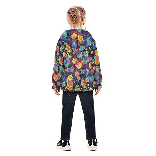 Colorful Pineapples Boys Fleece Hoody Jacket Zip Up Coat Warm Fall Winter Plush Jacket Long Sleeve Outerwear4