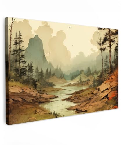Peinture 120x80 cm Nature Vintage pour une Déco de Salon Apaisante