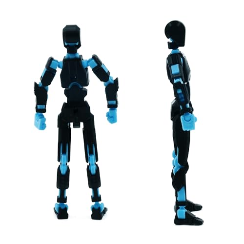 Image of Dummy 13 Action Figure Robot | Fully Articulated 3D Printed Robot Toy | 5.4-inch Collectible Figurine | Matte Finish| Unassembeled (Black-SkyBlue)