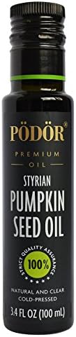 PÖDÖR Premium Styrian Pumpkin Seed Oil - 3.4 fl. Oz. - Cold-Pressed, 100% Natural, Unrefined and Unfiltered, Vegan, Gluten-Free, Non-GMO in Glass Bottle
