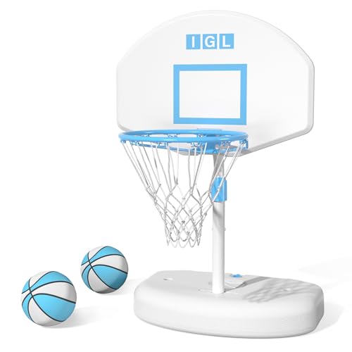 IGL Pool Basketball Hoop 28in Backboard Adjustable Height 28-36in White