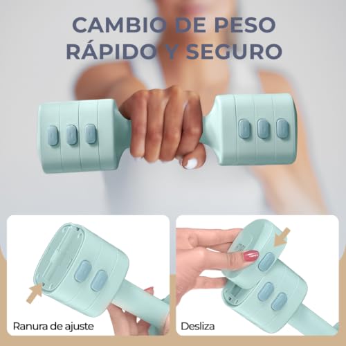 Mancuernas 1-3 kg y kettlebell 2,5-6,5 kg ajustables para entrenar fuerza sin ocupar espacio 6