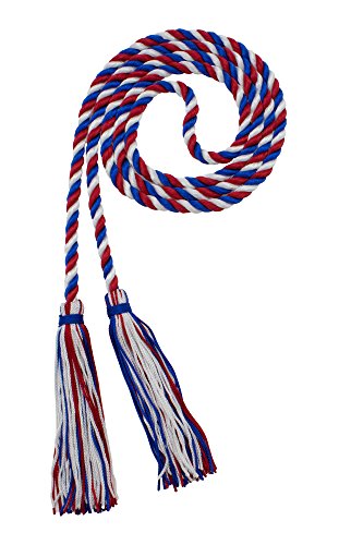Image of Graduation Honor Cord - Red /White /Royal Blue - Every School Color Available - Made in USA