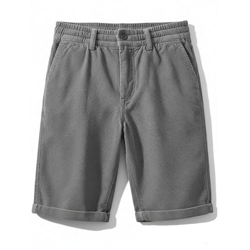 Image of Cambkatl Straight Leg Corduroy Shorts for Men Summer Versatile Outdoor Casual Stretch Lounge Shorts with Pockets