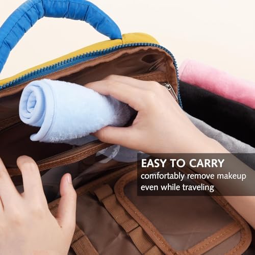 4 Pack Make Up Remover Cloth, 40 * 20 CM Flannel Face Cloth Face Wipes for Sensitive Skin Make Up Removing(Black+Pink+Blue+Grey) - Image 4