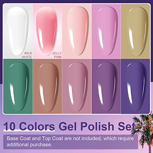 JODSONE Gel Nail Polish Set with 10 Colors Red Pink Purple Mix Pigments No Wipe Gel Polish Kit Spring Summer Nail Gel Polish Beautiful Gifts for Women and Girls