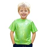 Camiseta MetáLica para NiñOs Y NiñAs,Manga Corta,Cuello Redondo, Camisa EláStica,Brillante,Camiseta Holgada De Manga Corta con Lentejuelas Estilo Hip-Hop,para Carnaval,Fiesta TemáTica
