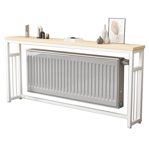 Cache-radiateur et console étroite en bois et acier pour entrée - 2