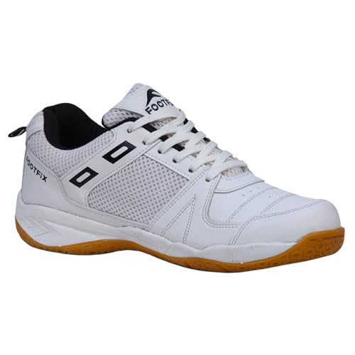 Image of FOOTFIX Boy's Squash White (Non-Marking) Gym /Badminton Shoes