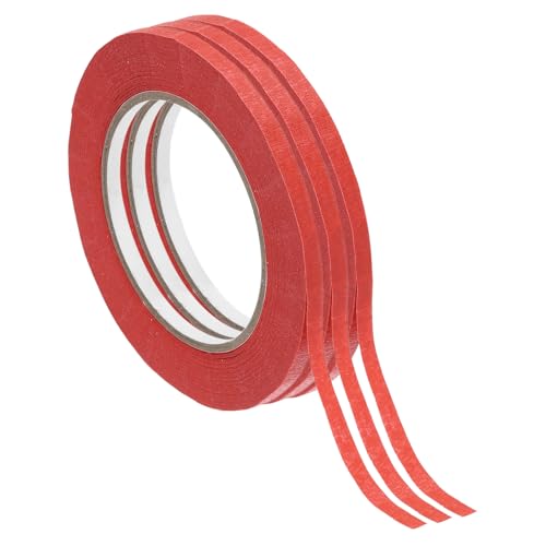 Image of PATIKIL Masking Tape 0.5 Inch x 55 Yard, 3 Roll General Purpose Adhesive Painting Tape Painters Tape for Arts Crafts Label, Red