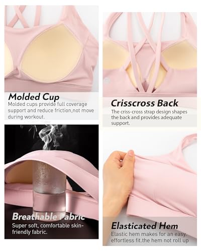 Image of RUNNING GIRL High Impact Sports Bras for Women - Scoop Neck Strappy Sports Bra High Support Moulded Cup Workout Bra