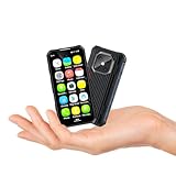 Mini Smartphone, 3.88 pulgadas 4G de pantalla completa Smartphone Android 12, impermeable, reconocimiento facial, tarjetas SIM duales, GPS, Otc, Google Play teléfono de desbloqueo (negro, 6GB+128GB)