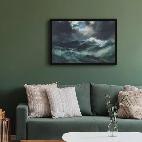 Impression sur toile marine de Thomas Moran avec cadre suspendu