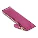BTSKY Genuine Leather Pencil Case - Zippered Pen Case Stationery Bag Zipper Pouch Pencil Holder (Purple)