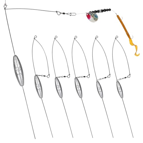 THKFISH 6 Pack Bottom Bouncer for Walleye Rigs 1OZ-3OZ Trolling Weights Fishing Weight Sinkers Trolling Drifting Fishing Live Bait Spinner Rigs Crankbaits Crawler Harness Walleye Rig