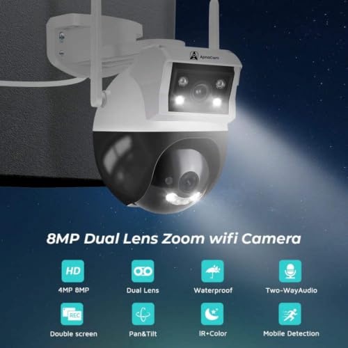 Image of ApnaCam 4K 8MP Dual Lens PTZ CCTV Camera - 4G LTE Outdoor Security Camera, AI Motion Detection, 355 Rotation, Color Night Vision, 2-Way Talk, IP66 Waterproof