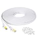 Cat7 Ethernet Cable, 50 Ft Network Cable, Slim High Speed Wire Internet Cable with Clips, Faster Than Cat6 Cat5,Computer LAN Cord with Shielded (STP) RJ45 Plugs for MAC Pro, TV, PS4,Laptop-White(15M)