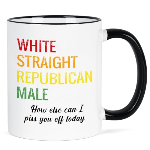 Maustic Republican White Straight Male Coffee Mug, Conservative Political Gift for Men, Funny 11Oz