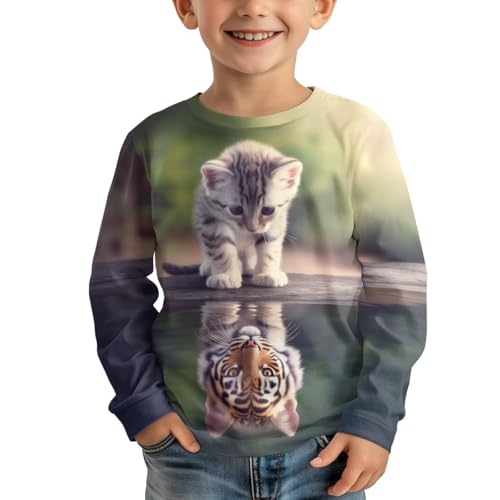 Image of WELLFLYHOM Long Sleeve T-Shirt for Boys Girls 3-16 Years Old Tee Tops Crewneck Pullover Shirts Fall Outfits