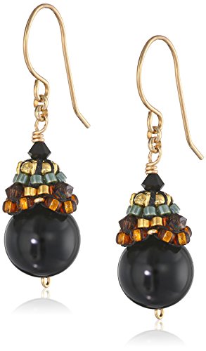 Miguel Ases Onyx And 14K Gold Filled Ball Drop Earrings #TOP11