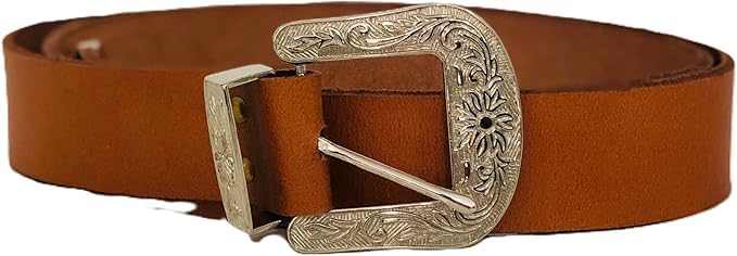 Medieval Viking Leather Belt with Solid Silver Buckle Ideal for LARP SCA Medieval Renaissance Knight Reenactment, Adult