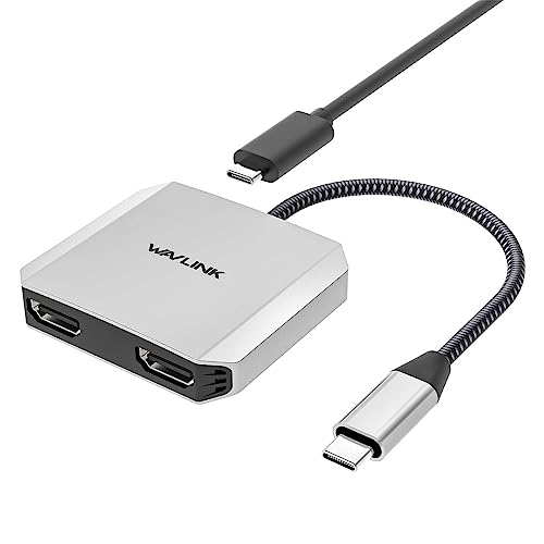 WAVLINK Adaptador USB C a Doble HDMI 4K, portátil, Convertidor Tipo C a HDMI 4K para Macbook Pro/Air, iPad Pro y Plus, Compatible con Windows, Mac OS, Linux