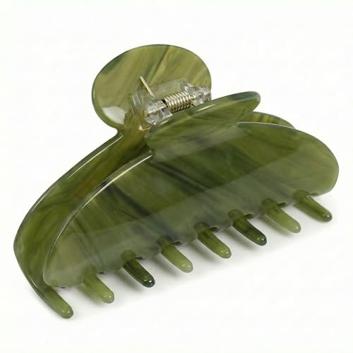 Bgffuy Large Acetate Hair Claw Clips Olive Green 4 Inch