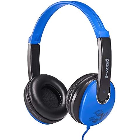 Groov-e GV590BB Kidz On-Ear DJ Style Headphones with Adjustable Headband, Soft Ear Pads, 3.5mm Headphone Socket - Blue Cover