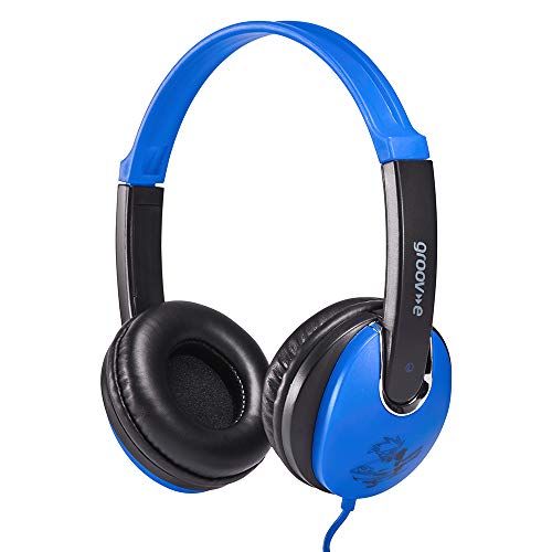 Groov-e Kidz On-Ear DJ Style Headphones with Adjustable Headband, Soft Ear Pads, 3.5mm Headphone Socket for Smartphones, Tablets & Laptops - Blue