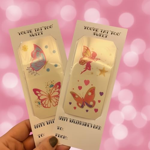 Valentines Day Gifts for Kids - PapaKit 36 Pc Butterflies & Fairies Temporary Tattoo Set, 18 Individually Wrapped Sheets | Party Favors, Classroom Rewards, Birthday Goodie Bag Fillers