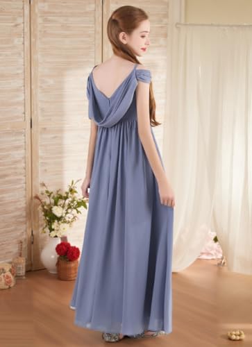 LTW Ruffles Junior Bridesmaid Dresses Chiffon Flower Girl Dress Girls Spaghetti Straps Party Pageant Gown Off-Shoulder3