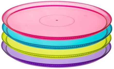 16 inch Assorted Color Round Plastic Serving Tray – Disposable Platter with Elegant Textured Design for Appetizers, Fruits, Desserts, Party Snacks, Weddings, Catering, and Event Displays (1)