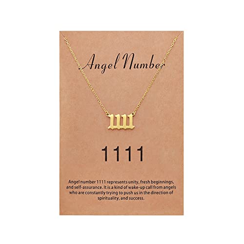 Sunique Angel Number Necklace for Women Dainty Gold Plated Number Necklace Numerology Jewelry Gifts for Women