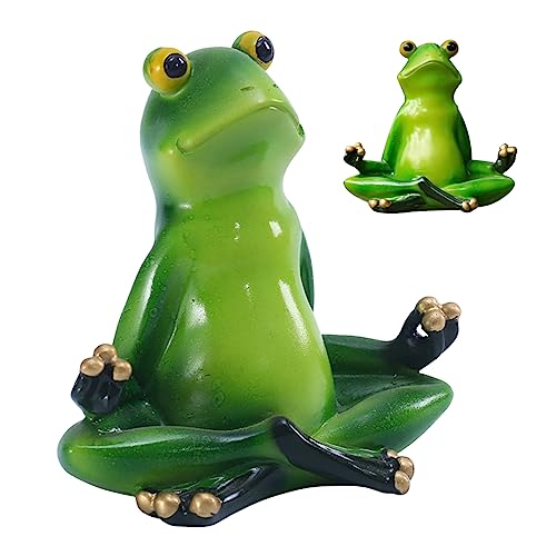 Figure di rana Decorazione da giardino Yoga Rana Animali Outdoor Meditazione Rane Statua per Casa Prato Recinzione Sgabello Decorazione 10,2 x 10,8 cm per Interni di Casa Cucina