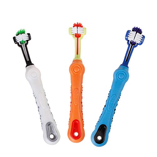 YUIP 3St Pet Finger Toothbrush, 3-Head Pet Toothbrush, Bürsten für Hunde oder Katzen, Hundezahnbürste für Haustierzahnpflege, Zahnreinigung für Haustiere, Dreifachkopf-Zahnbürste