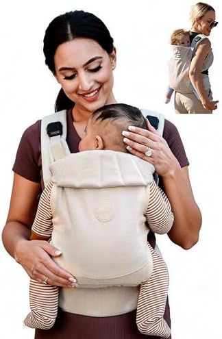 Grownsy Babytrage für Neugeborene, Ergonomische Kindertrage 3-20kg | Ein-Klick-Schnellverschluss, Kopfstütze, M-Position, EVA-Lendenstütze und Gepolsterte Schultergurte, Babys von