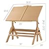 MEEDEN Table à Dessin et Tabouret en Bois: Bureau de Dessin de 90 x 60 cm, Tabouret d'artiste pour Dessin, Table d'artisanat avec Hauteur Réglable, Table d'art inclinable pour la Peinture