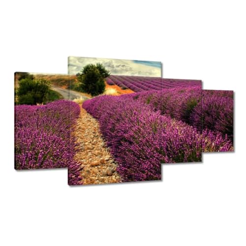 Paysage lavande peinture toile pour créer un salon zen et lumineux 160x90cm