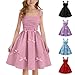 Girls Cute Bow Summer Cami Dress Square Neck Sleeveless Elegant Kids A-Line Swing Dresses for 4-15 Years