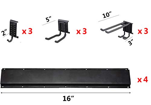 13PC Garage Organizer,Metal,64" Garage Hooks And Hangers Steel Tool Storage,Utility Double Hooks,Heavy Duty for Organizing Power Tools,Laddy,Bulk Items,Wall Mount Tool Holder for Home Chair Ladder - Image 3