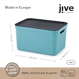 Jive Dekobox 3er- Set Aufbewahrungsbox 16l mit Deckel, Kunststoff (PP recycelt), türkis/anthrazit, 3x16l (37.5 x 27.8 x 29.8 cm)