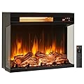 RELAX4LIFE 23’’ 3-Sided Glass Electric Fireplace - 1500W Fireplace Heater w/8 Flame, Adjustable Brightness, 9H Timer, Remote Control, Overheat Protection, Recessed Electric Fireplace Inserts (23-inch)