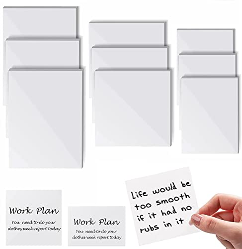 Haftnotizen Transparent Set 450 Blätter,9 Packungen Transparent Sticky Notes Set, Wasserfest Sticky Notes transparent, Drei Größen für Lesen, Lernen, Schule und Büro(70x95mm,75 x 75mm,75x50mm) Cover