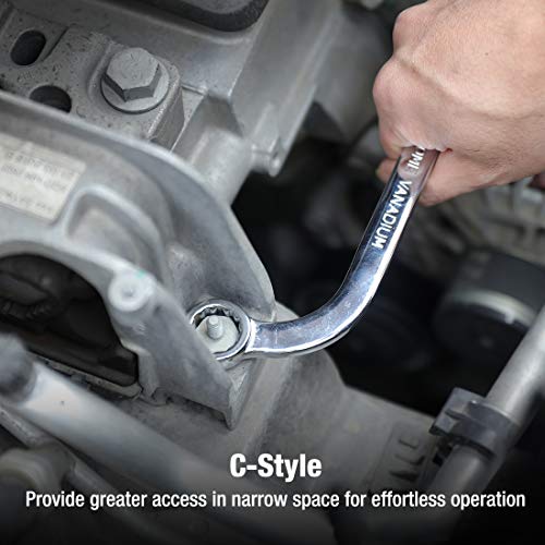 Duratech Half Moon Box Wrench Set, Metric, 5-Piece, 8Mm To 22Mm, 12 Point, Cr-V Steel, With Eva Foam Tool Organizer #TOP4