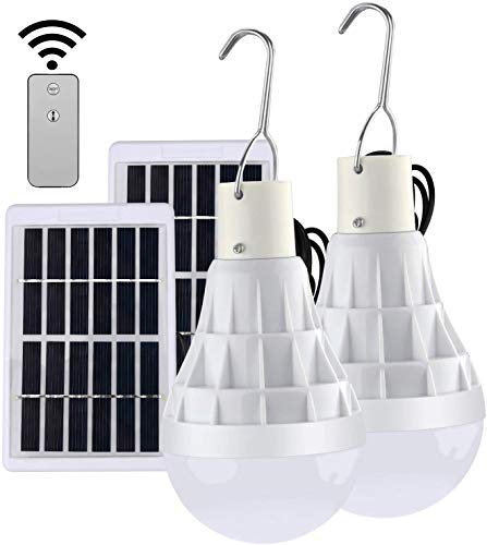 Solar Light Bulbs, Outdoor Indoor Home Chicken Coop Lights, Solar Powered LED Shed Lights, Camping Lamps for Tent (2 Packs)